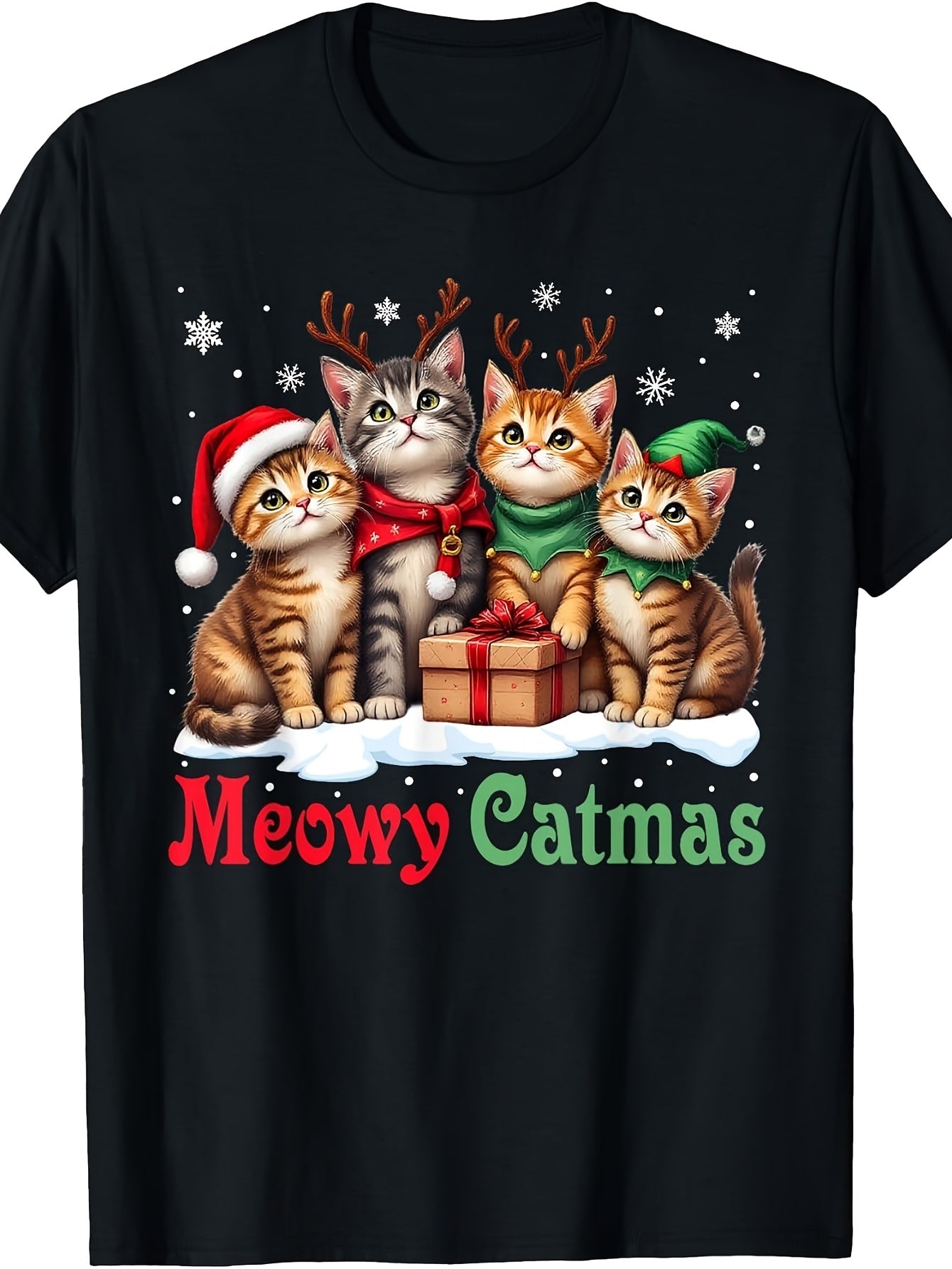 Cat Christmas Pajamas Men Women Meowy Catmas T-Shirt