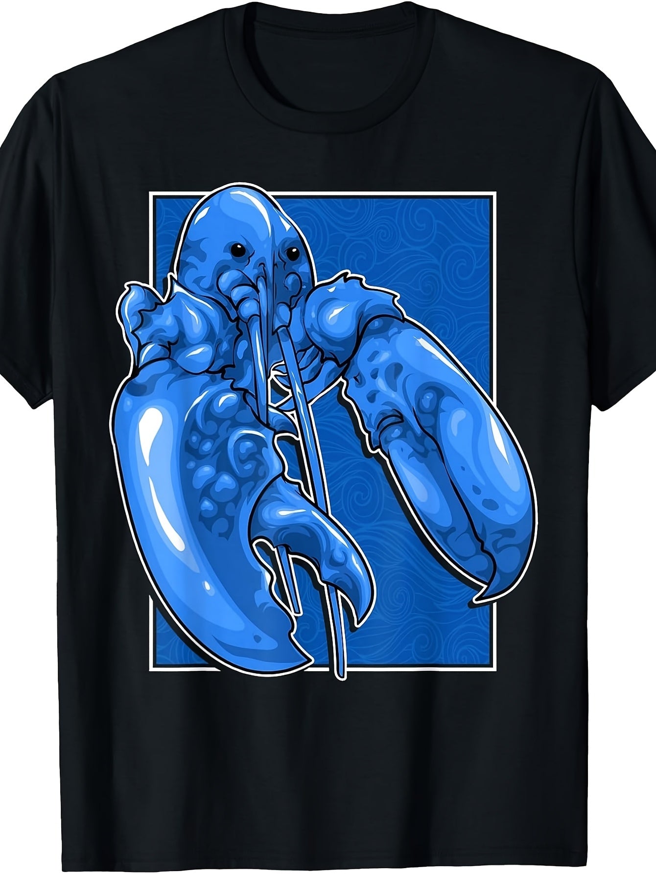 Funny Jumpscare Lobster Meme T-Shirt - Retro Suitable for - Fit Round Neck Tee with Iconic Blue Crustacean Graphic, Machine Washable Casual Humor Apparel for Parties & Casual Attire