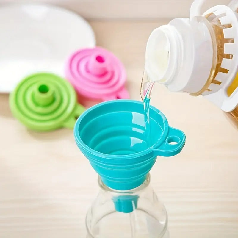 4pcs, Funnel, Mini Funnel, Silicone Collapsible Funnel, Foldable Funnels For Water Liquid Oil, Kitchen Gadgets Accessories, Kitchen Utensils, Apartment Essentials, College Dorm Essentials, Off To College, Ready For School, Kitchen Accessories