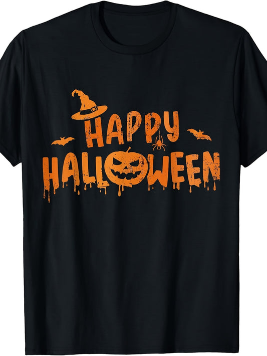 Happy Halloween with Scary Pumpkin Face and Witch Hat T-Shirt
