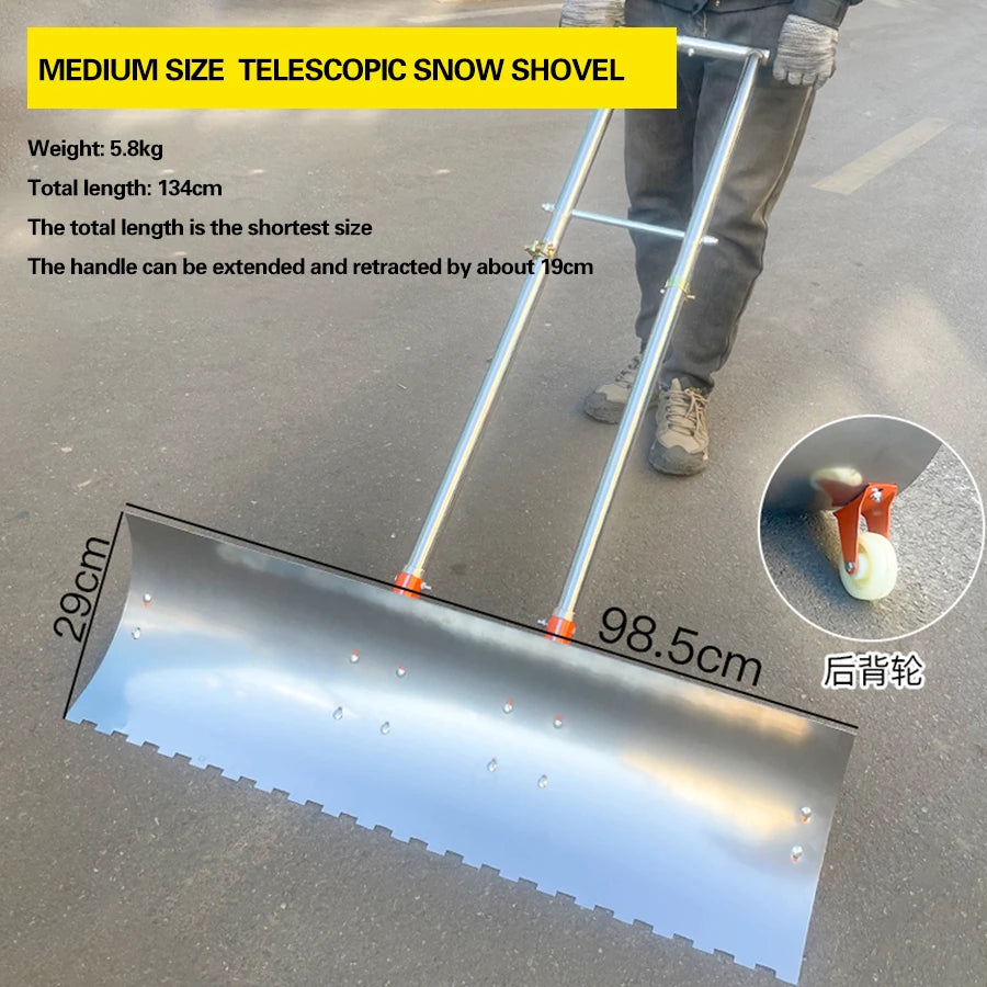 Hot Selling Customized Tools Multifunctional Carton Steel Snow Removal  Snow Shovel with Wheel