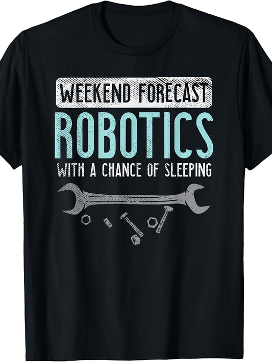 Retro Robotics T-Shirt - Vintage Robot Graphic Print, Round Neck Casual Tee Suitable for -Season Wear, Machine Washable Tech Apparel for Robotics Competitions & Events
