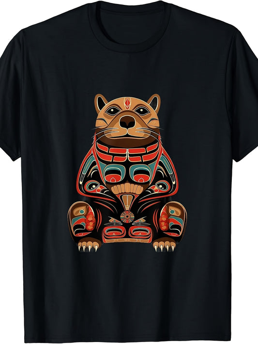 Beaver Haida Totem Art Local American Indigenous Tribal T-Shirt