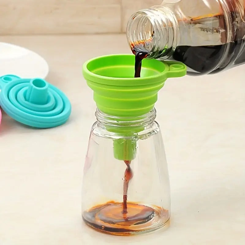 4pcs, Funnel, Mini Funnel, Silicone Collapsible Funnel, Foldable Funnels For Water Liquid Oil, Kitchen Gadgets Accessories, Kitchen Utensils, Apartment Essentials, College Dorm Essentials, Off To College, Ready For School, Kitchen Accessories