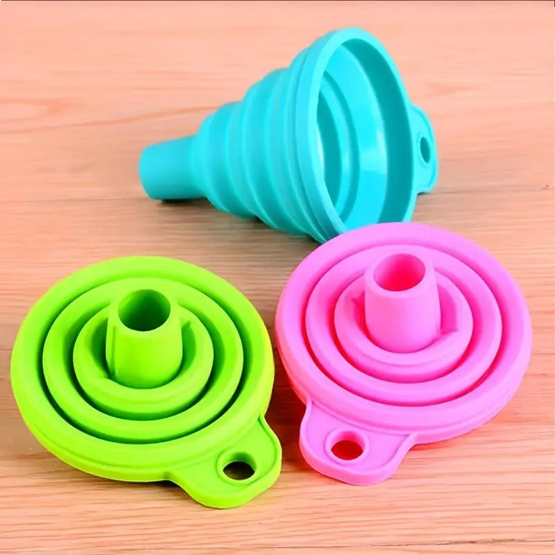 4pcs, Funnel, Mini Funnel, Silicone Collapsible Funnel, Foldable Funnels For Water Liquid Oil, Kitchen Gadgets Accessories, Kitchen Utensils, Apartment Essentials, College Dorm Essentials, Off To College, Ready For School, Kitchen Accessories