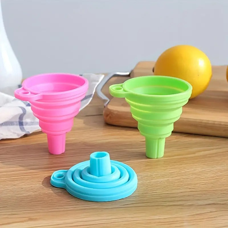 4pcs, Funnel, Mini Funnel, Silicone Collapsible Funnel, Foldable Funnels For Water Liquid Oil, Kitchen Gadgets Accessories, Kitchen Utensils, Apartment Essentials, College Dorm Essentials, Off To College, Ready For School, Kitchen Accessories