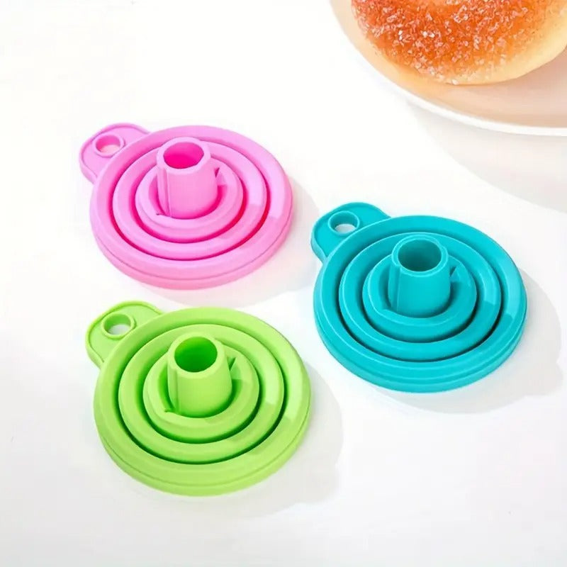 4pcs, Funnel, Mini Funnel, Silicone Collapsible Funnel, Foldable Funnels For Water Liquid Oil, Kitchen Gadgets Accessories, Kitchen Utensils, Apartment Essentials, College Dorm Essentials, Off To College, Ready For School, Kitchen Accessories